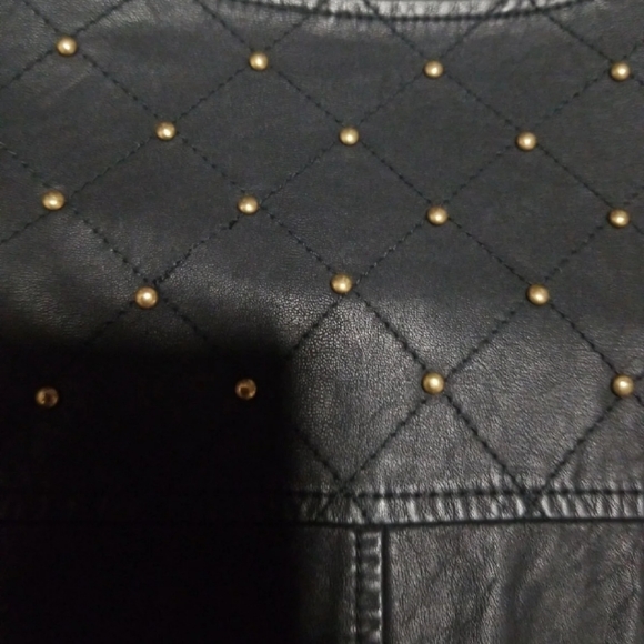 Faux Leather Quilted Studded Moto Jacket - Picture 3 of 3